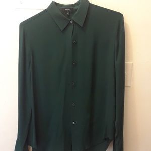 NEW Theory green silk blouse